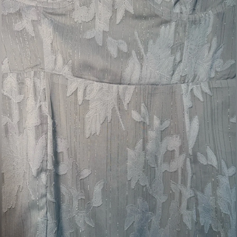 Lulu's Light Gray blue Tie-Shoulder Sweetheart Midi Dress - Picture 8 of 9